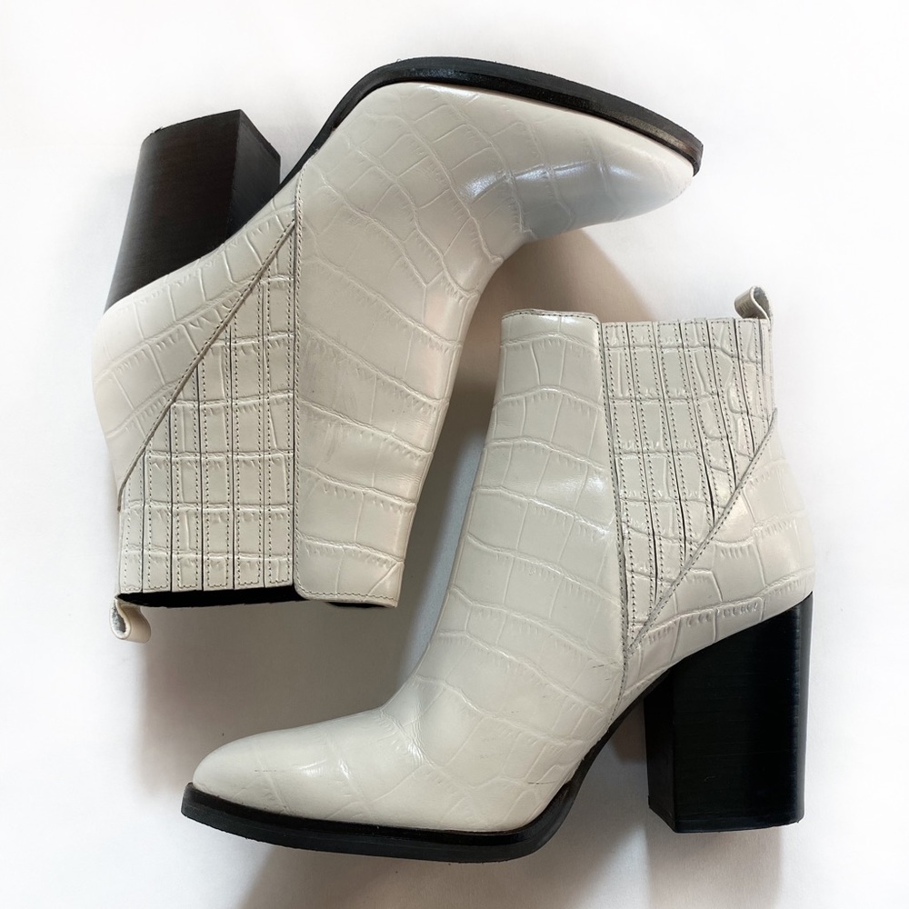 Marc Fisher White Snakeskin Boots